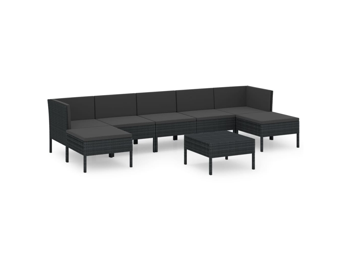 Maison Exclusive - 8 Pcs Conjunto Lounge De Jardim C/ Almofadões Vime Pe Preto