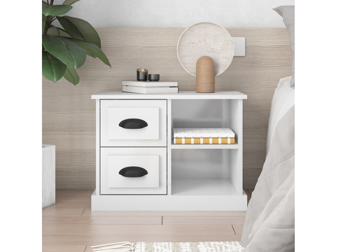 Vidaxl Mesa De Cabeceira 60x35,5x45 Cm Branco Brilhante