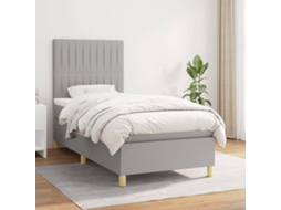 Vidaxl Cama Com Molas/colchão 90x200 Cm Tecido Cinza-claro