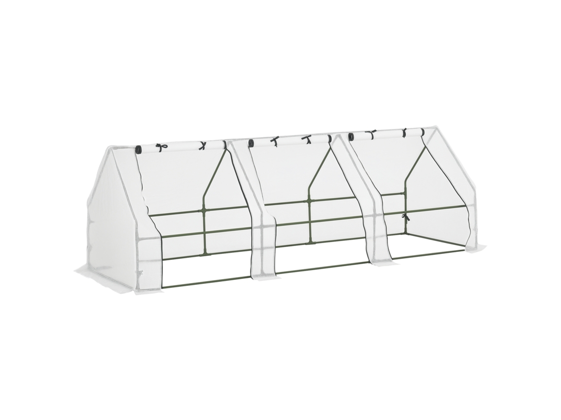 Estufa Túnel Pe para Plantas e Flores com Bordas Estendidas e Portas Articuladas, 270x90x90cm, Branca BTFORUS