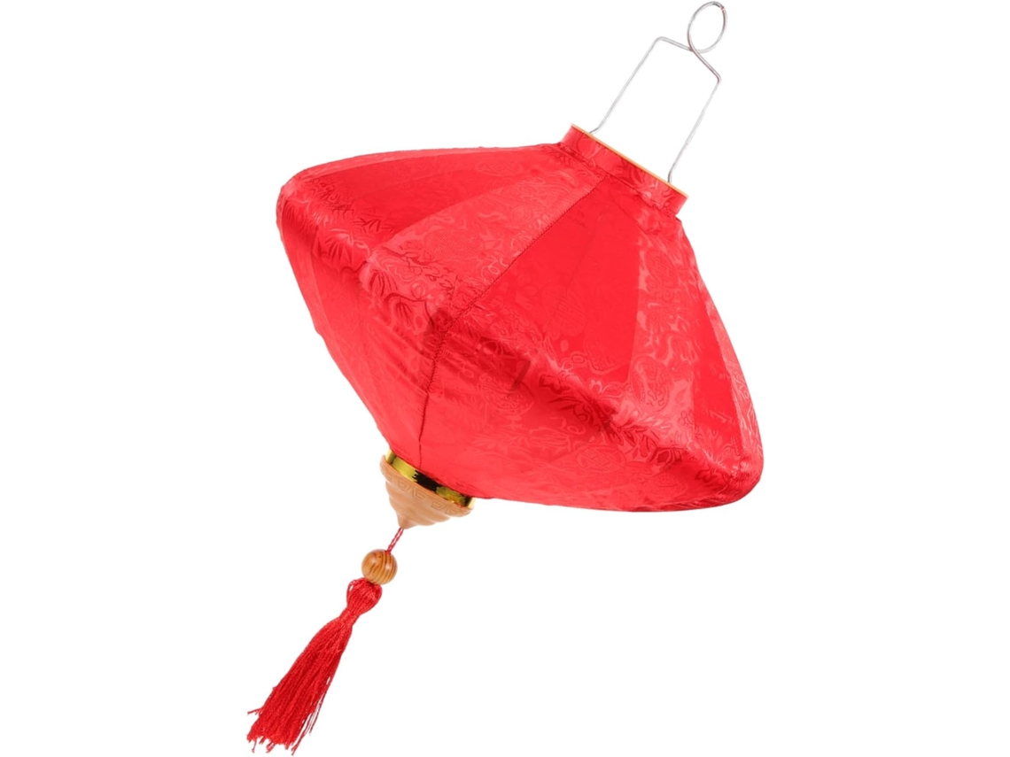 Lanterna Decorativa Vietnamita De 30 Cm , Em Metal Vermelho E Tecido, Ideal Para Festi Gokoco (12 Polegadas)