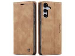 Capa Protetora Flip Para Celular, Anti-queda, Com Encaixe Para Cartão.marrom - Samsung S24