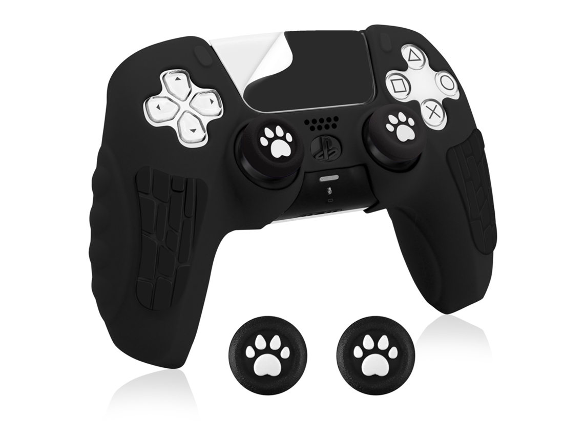 Capa Controle De Para Ps5, Capa De Silicone Antiderrapante Com Capas Para Joystick E Adesivos (preta) Cuich