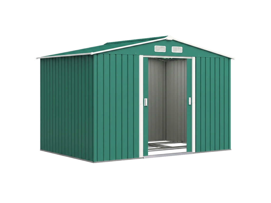 Abrigo 4,83m² 277x195x192cm Metálico C/ Base Reforçada, Verde Escuro