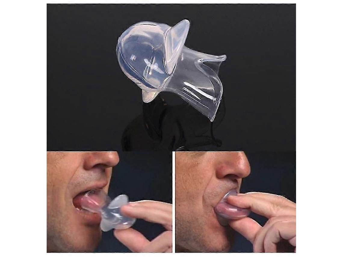 Dispositivo Antirronco de Silicone para Retenção da Língua com Estojo, Auxiliar para Parar de Roncar e Dormir, 2 Unidades Transparente TAISHENGDA