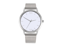 Relógio Analógico de Pulso com Pulseira de Malha Simples Elegante Quartzo Prata