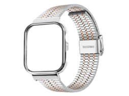 Bracelete Para Huawei Watch Fit 4 Pro / Fit 4 / Fit 3 - Aço Inoxidável - Fivela Integrada De Sete Contas - Estrutura Metálica Prateada E Dourada Rosa