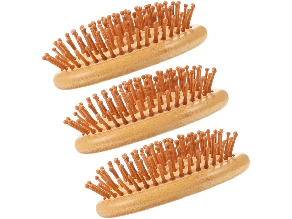 Escova De Massagem Capilar Bambu Bestyash, Escova Redonda Antiestática Para Homens E Mulheres, Uso Diário