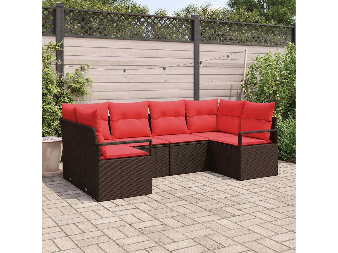 Vidaxl Conjunto De Sofás 6 Unid. Castanho