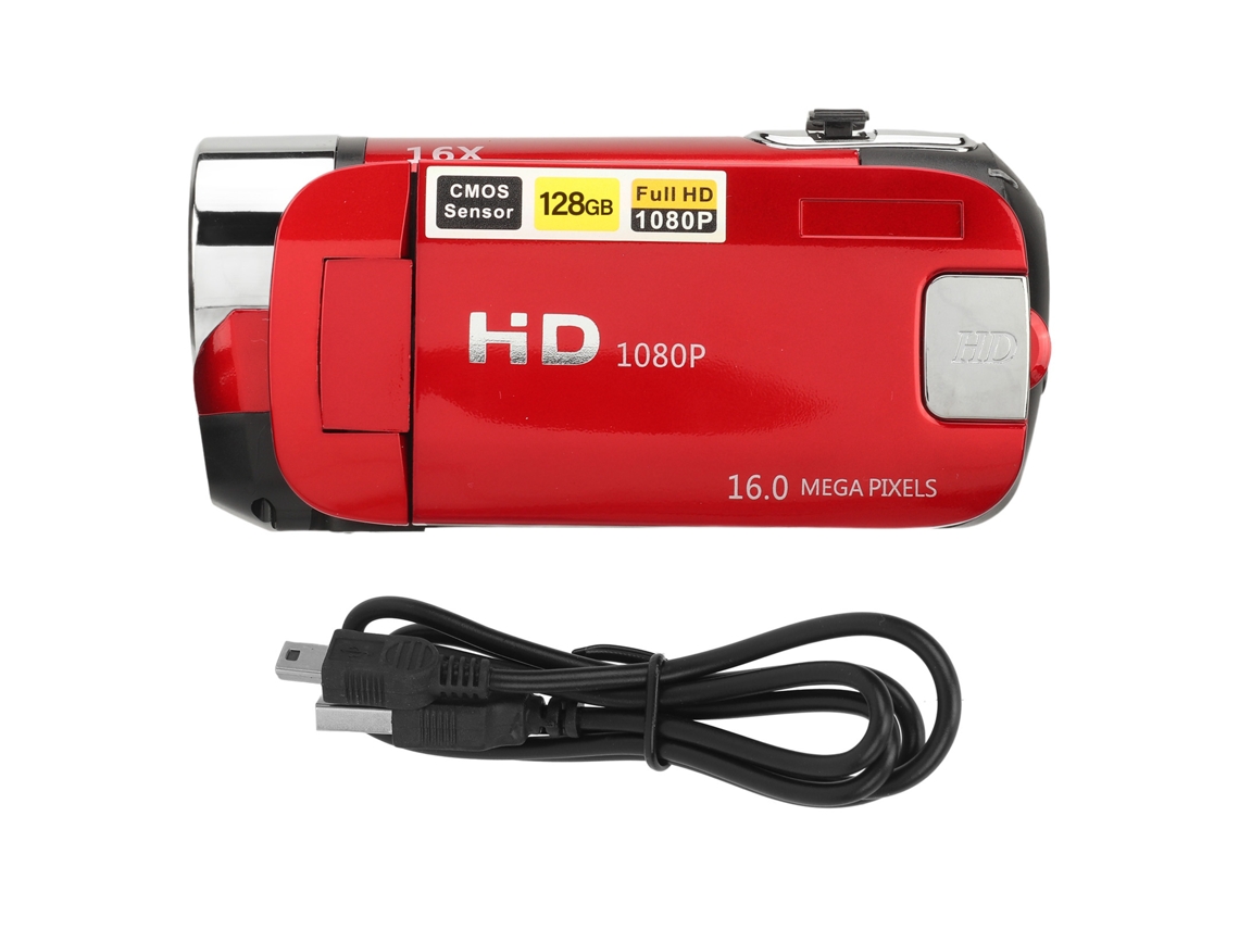 Câmera Digital D90 1080p 16MP com Tela Giratória de 2,4 Polegadas, Zoom de 16x, Gravador de Vídeo HD com Luz de Preenchimento, Vermelha, LAXISCREED
