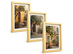 Pinturas Murais Modernasjardim, Frutas Cítricas E Sol Moldura Dourada Fotos Para O Corredor Espelharte (3 Peças 20x30 Cm)