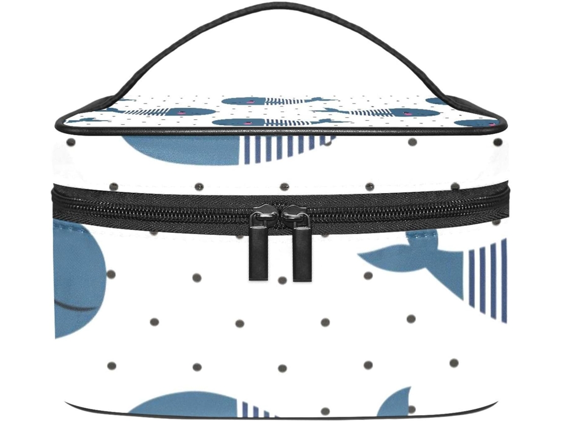 Nécessaire De Viagem Com Estampa Baleia E Bolinhas, Ideal Maquiagem