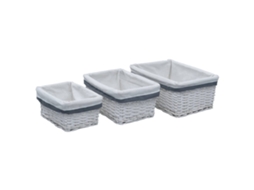 Vidaxl 3 Pcs Conjunto De Cestos De Encastrar Salgueiro Branco