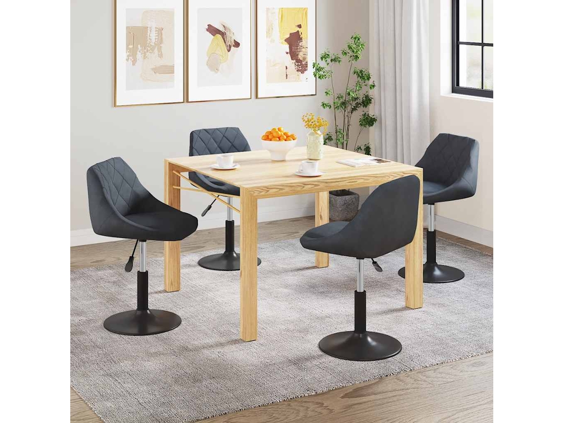 Vidaxl Cadeiras De Jantar Giratórias 4 Pcs Veludo Cinzento-escuro