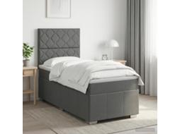 Vidaxl Cama Box Spring Com Colchão Cinzento-escuro 80 X 200 Cm Tecido