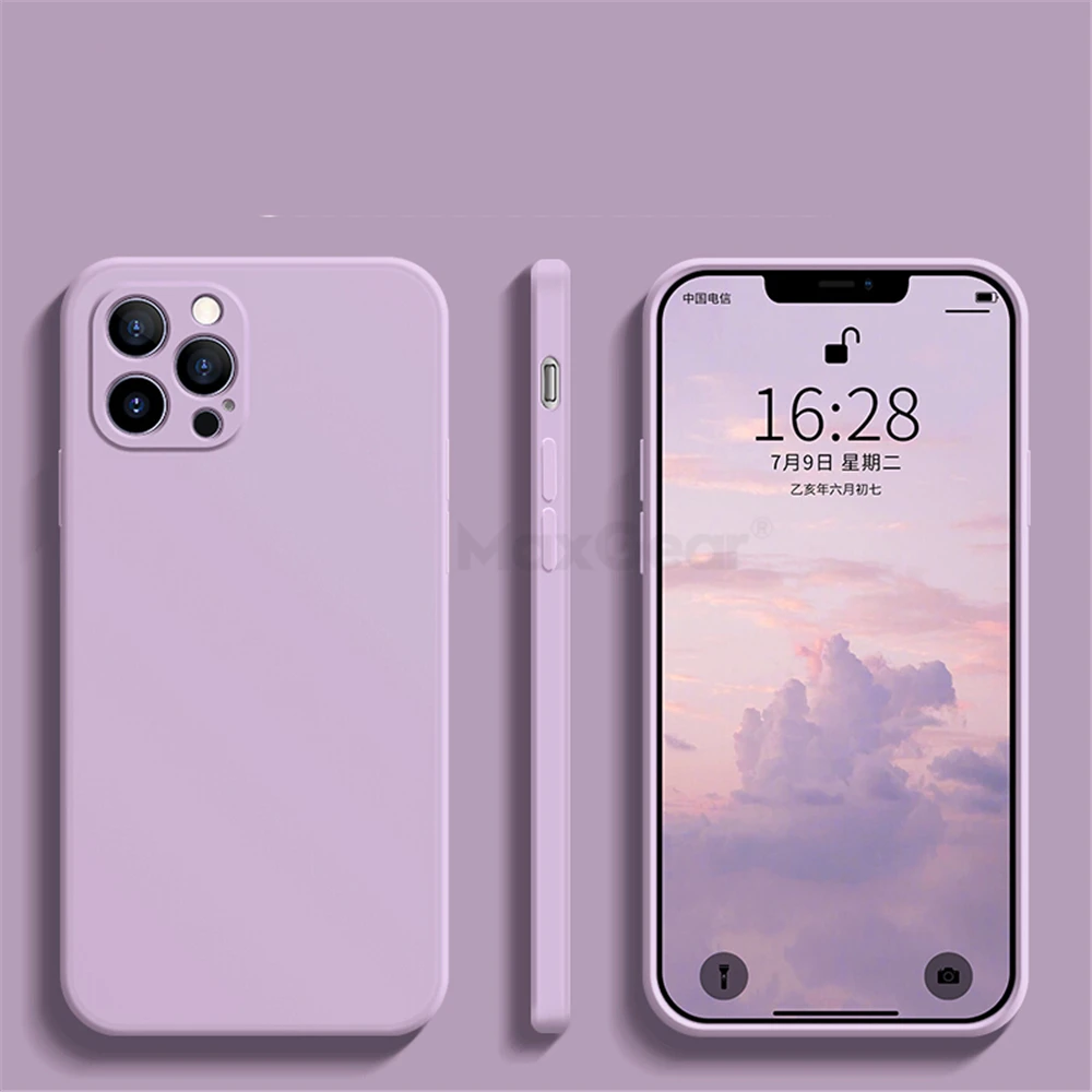 Capa Quadrada De Silicone Líquido (roxa) Para Iphone 16 Pro, Capa Macia À Prova De Choque.