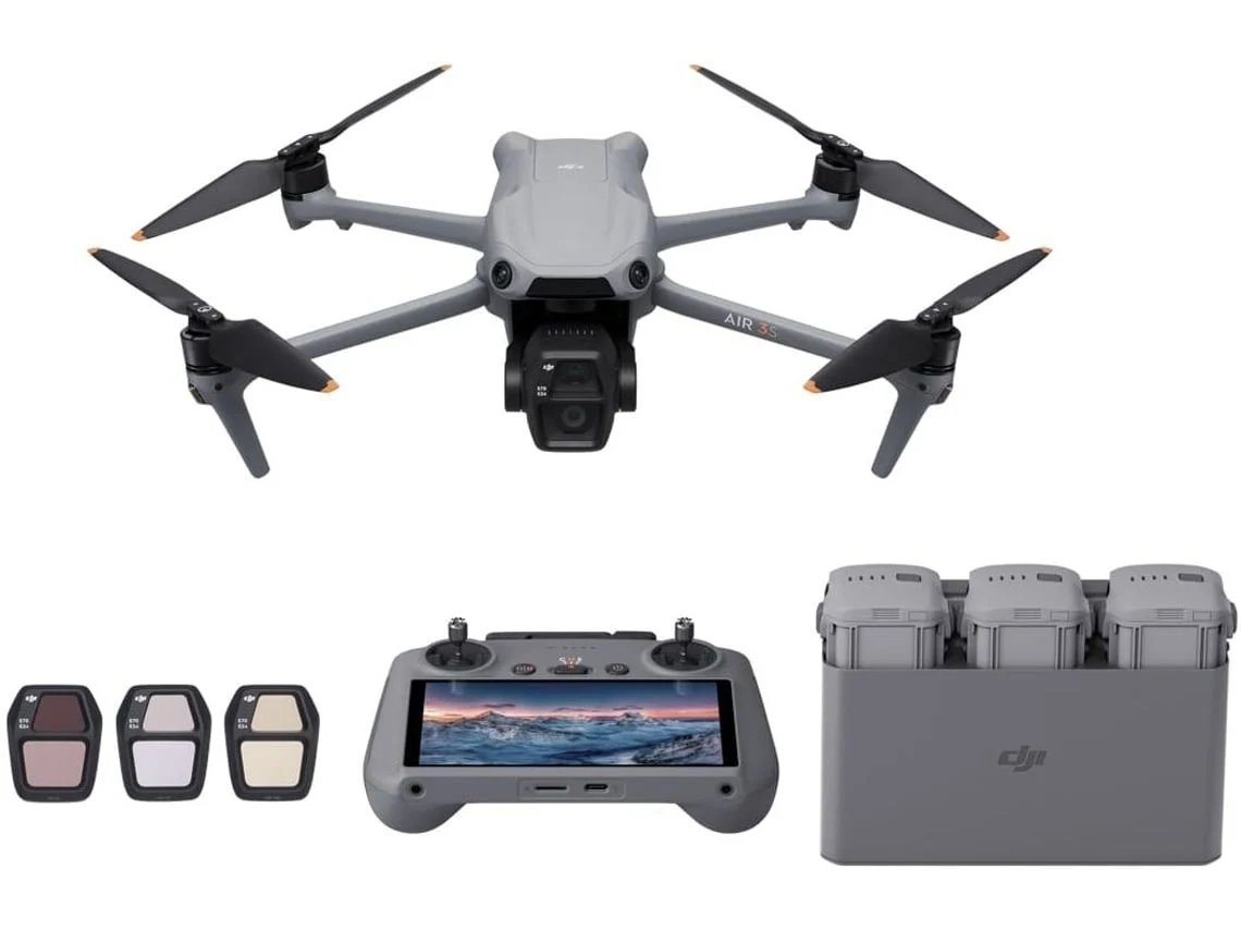 Drone DJI AIR 3S Fly More Combo RC 2 (Outlet Caixa Aberta - 4K - Autonomia: Até 45 min - Cinzento)