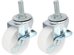 Rodízio Universal Giratório com Freio e Pino Roscado M12x30mm de 2,5 Polegadas Diâmetro, 2 Peças CHABERLU