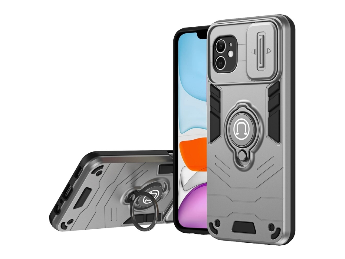 Suporte Casa Para Iphone 11 Pele Sintética Cinzento