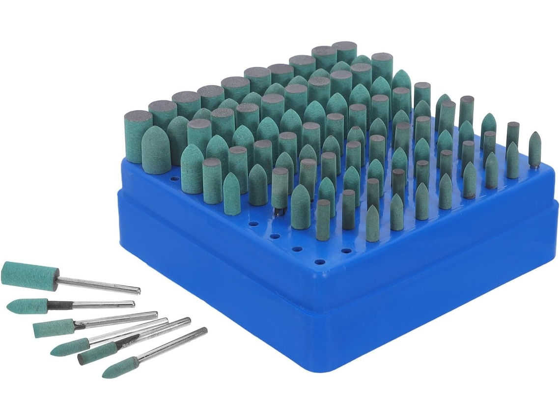 Kit de polimento Topbathy com 100 peças e pontas abrasivas de borracha verde 3 mm para ferramentas rotativas | S/MARCA