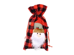 Sacola De Decoração De Natal Tartan Vermelho Preto