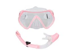Óculos De Mergulho Silicone Ultra Claro Ajustável E Snorkel Confortável Para Natação Rosa