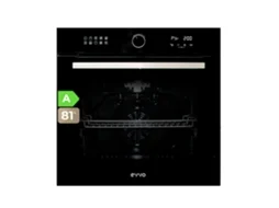 Evvo Forno H30 Pyro, 81l, Classe A, 11 Programas, Pirólise, Display Tátil Digital, Temporizador, Porta Triplo Vidro, Preto