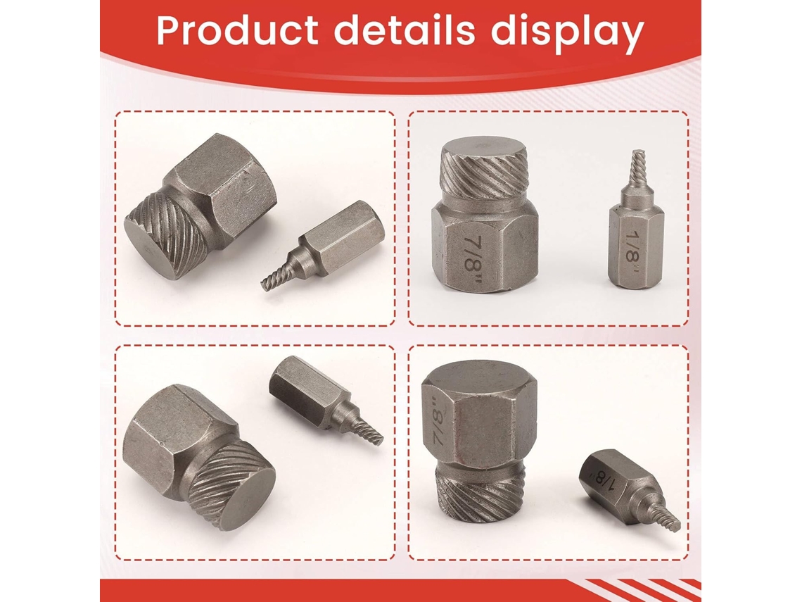 Conjunto de 25 Extratores de Parafusos com Encaixe Hexagonal em Polegadas para Remoção de Parafusos Danificados. SFUSHOS