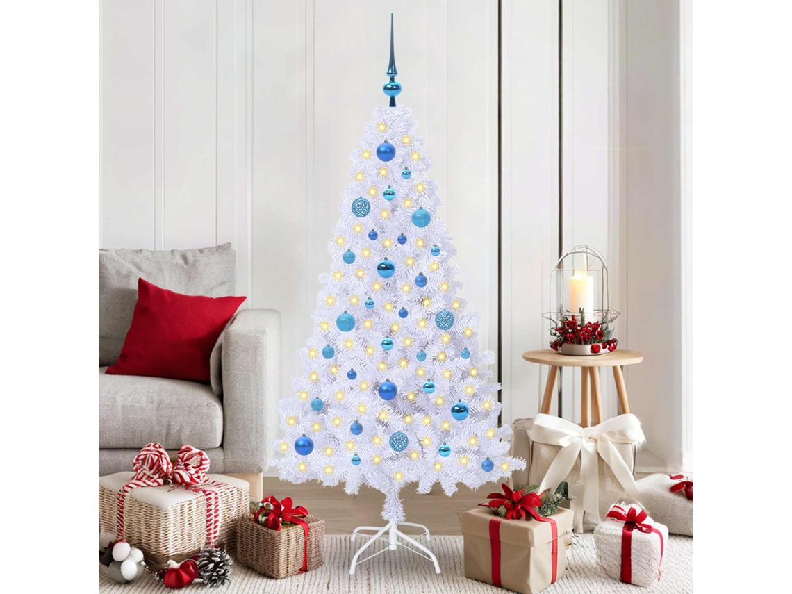 Vidaxl Árvore De Natal Artificial Branco 150 Cm Pvc E Aço