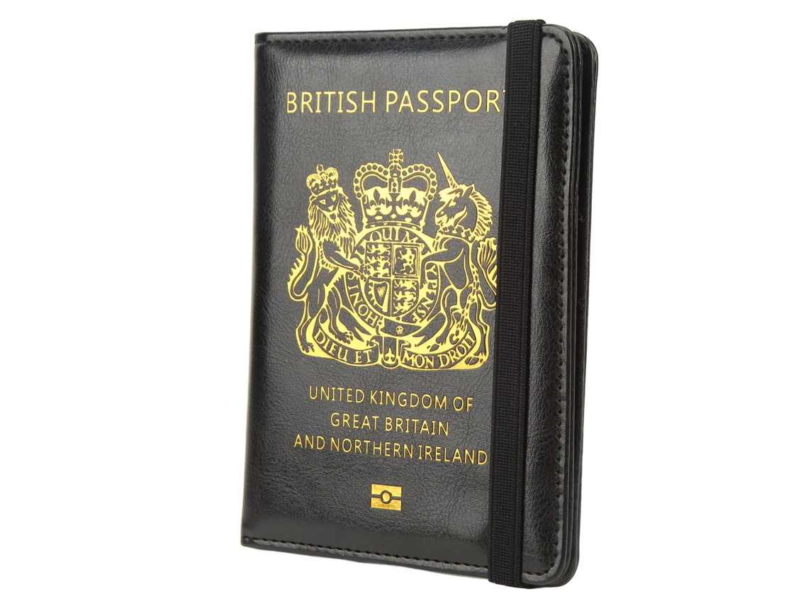 Capa Para Passaporte Britânico Com Cinto Elástico, Multicartões, Antifurto, Antimagnética E À Prova D'água