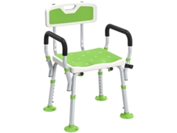 Banquinho De Banquinho, Cadeira Ergonômica De Banho, Altura Ajustável, Pés Antiderrapantes, 56,5 X 53,5 X 87 Cm, Branco E Verde