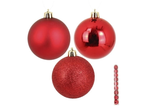Objetos Decorativos 1001kdo Conjunto de 9 Bolas Vermelhas Diâmetro 6 cm PVC