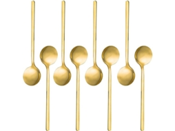 Conjunto de 8 Colheres de Café Espresso de Aço Inoxidável com Plating Ouro, Colheres Mini