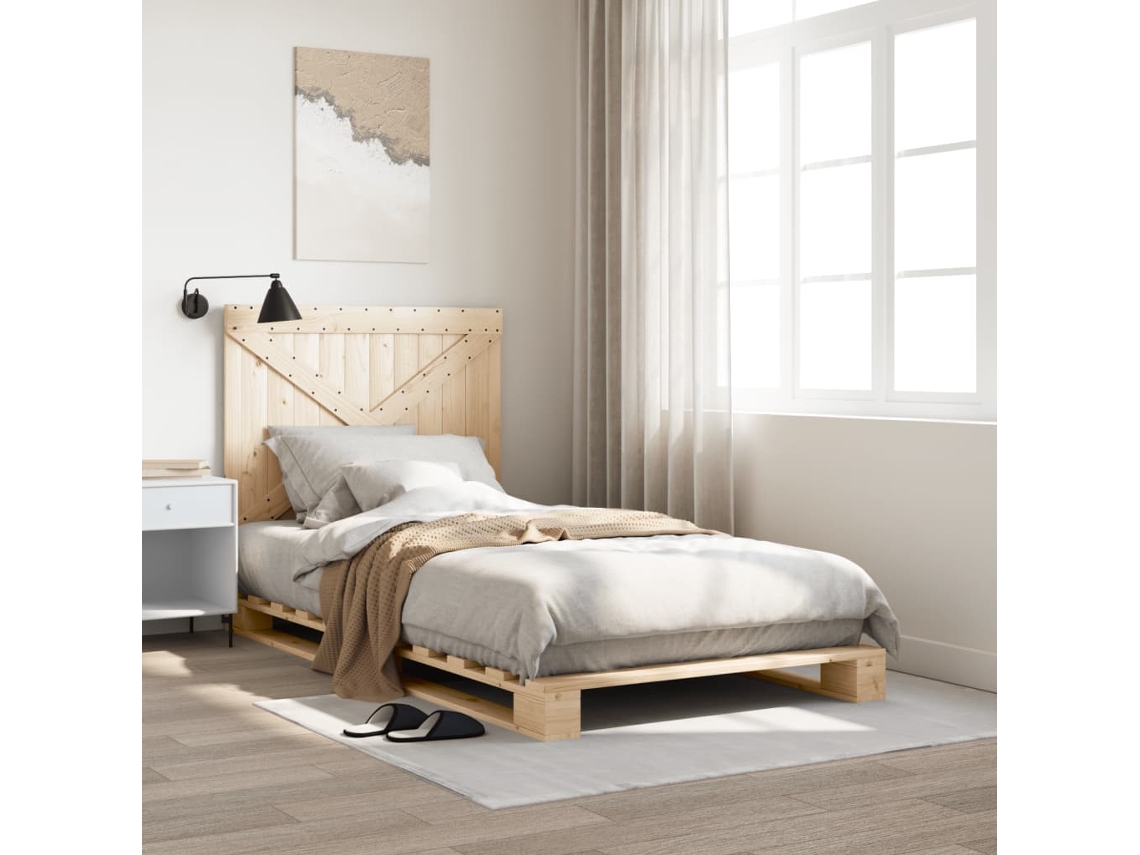 Estrutura De Cama Com Cabeceira 100x200cm Pinho Maciço