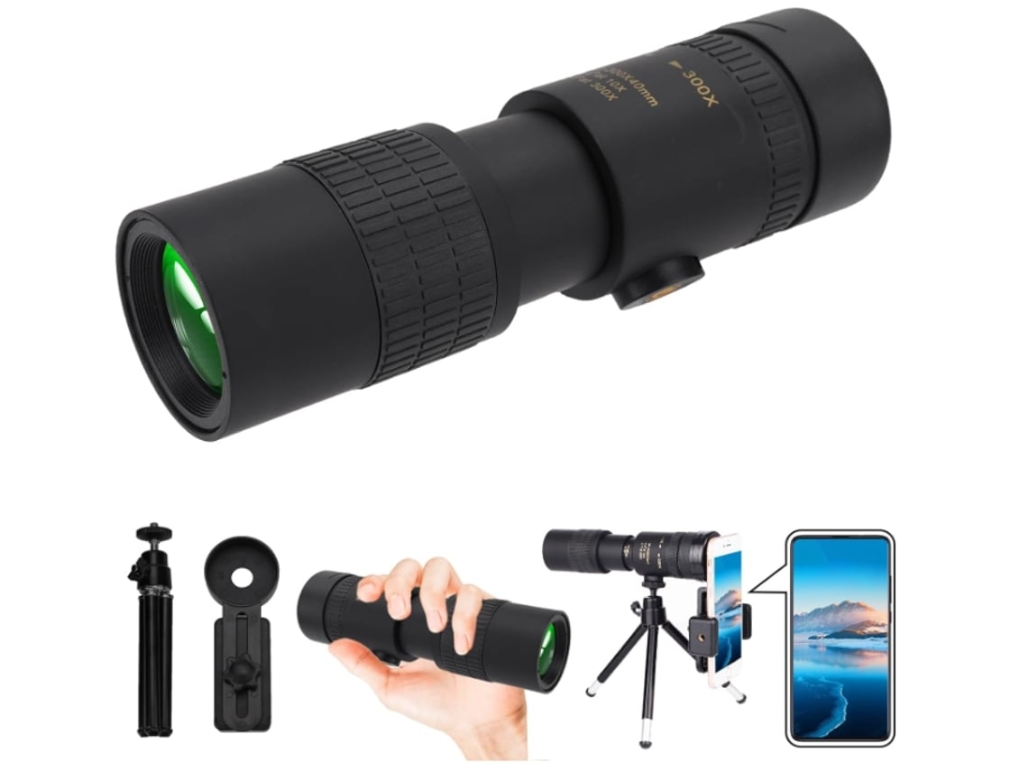 Telescópio Monocular para Adultos de Alta Potência Monóculos de Alta Potência 300x40 para Adultos Telescópio Compacto Preto USHION