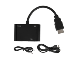 Adaptador de Interface Multimídia HD para VGA 1920x1080 com Cabo de Alimentação e Som