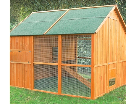 Gallinero Noruega para 10-12 Gallinas - Gallinero Grande de Madera para Exterior - Refugio y Voladero Protegido del Aire - Bandeja Extraíble - Incluye Perchas y Ponedero