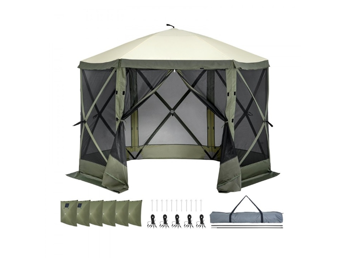Pavilhão De Camping 3,05x3,05m Para 6 Pessoas Com Proteção Uv, Mosquiteiro E Montagem Rápida Tekmaquinas