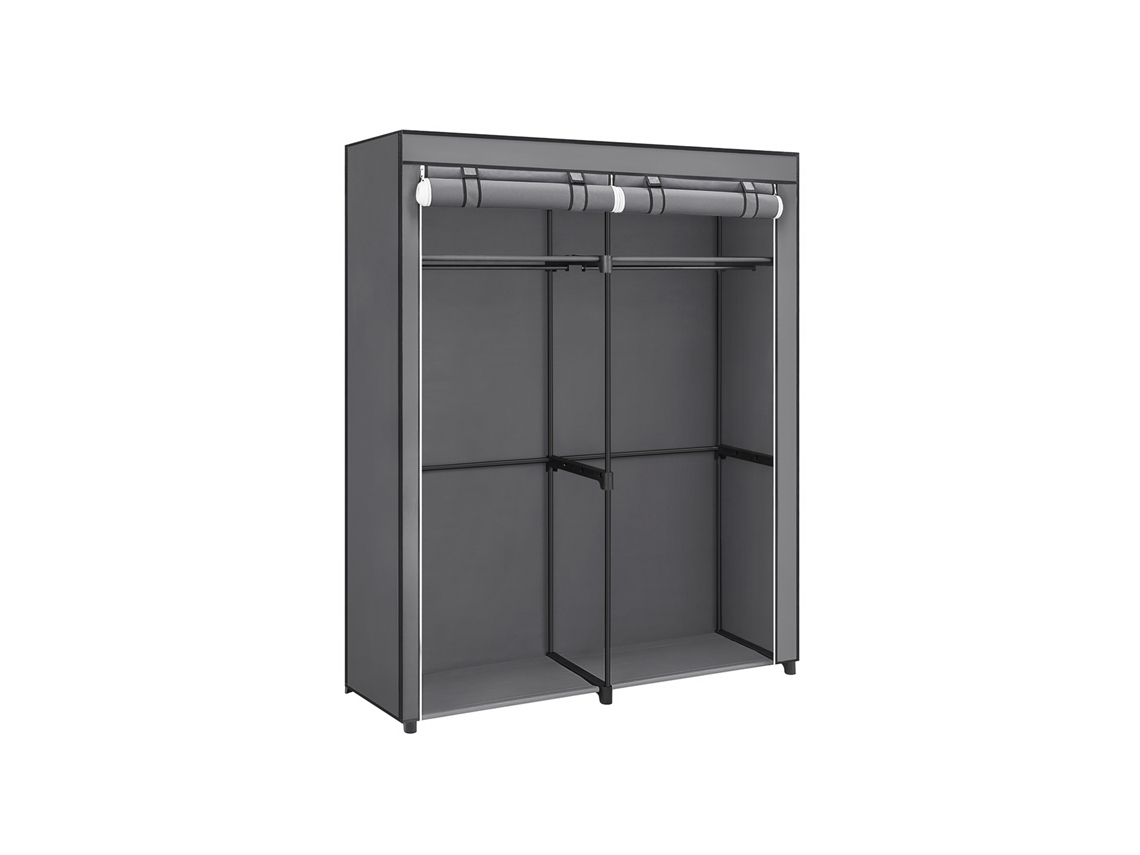 Armario De Tela Con 2 Barras Para Colgar Y Estantes De Almacenamiento 140x43x174 Cm - Gris