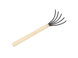 Rastrillo De Mão Jardim Com 5 Dentes De Aço, Cabo De Madeira, Design Ergonômico, Arado Para Soltar Solo