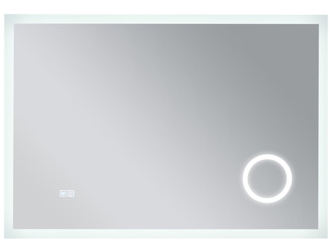 Espelho de parede com LED Scafa espelho de casa de banho IP65 com vidro anti-embaciamento e de aumento alumínio 70 x 100 x 3 cm Branco PRO.TEC
