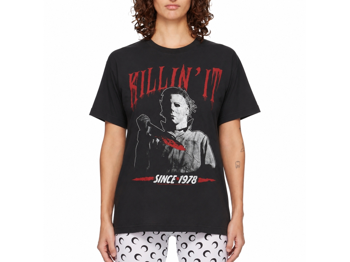 Rockinstone Halloween Movie Killin It Black Adult T-shirt Size:m