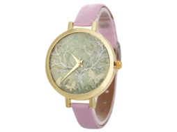 Relógio de Pulso Feminino de Quartzo Analógico com Pulseira de Couro Rosa Elegante Presente