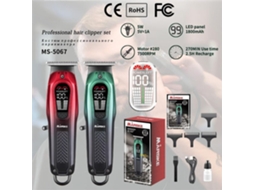 Verde Marske Ms-5067 Máquina Cortar Cabelo 1800mah Visor Led Sem Fio Usb Kit Profissional Corte Masculino
