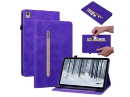 Capa Para Tablet Nokia T21 Em Couro Pu Com Bolso Com Zíper, Fecho Elástico, Suporte E Porta-cartões.