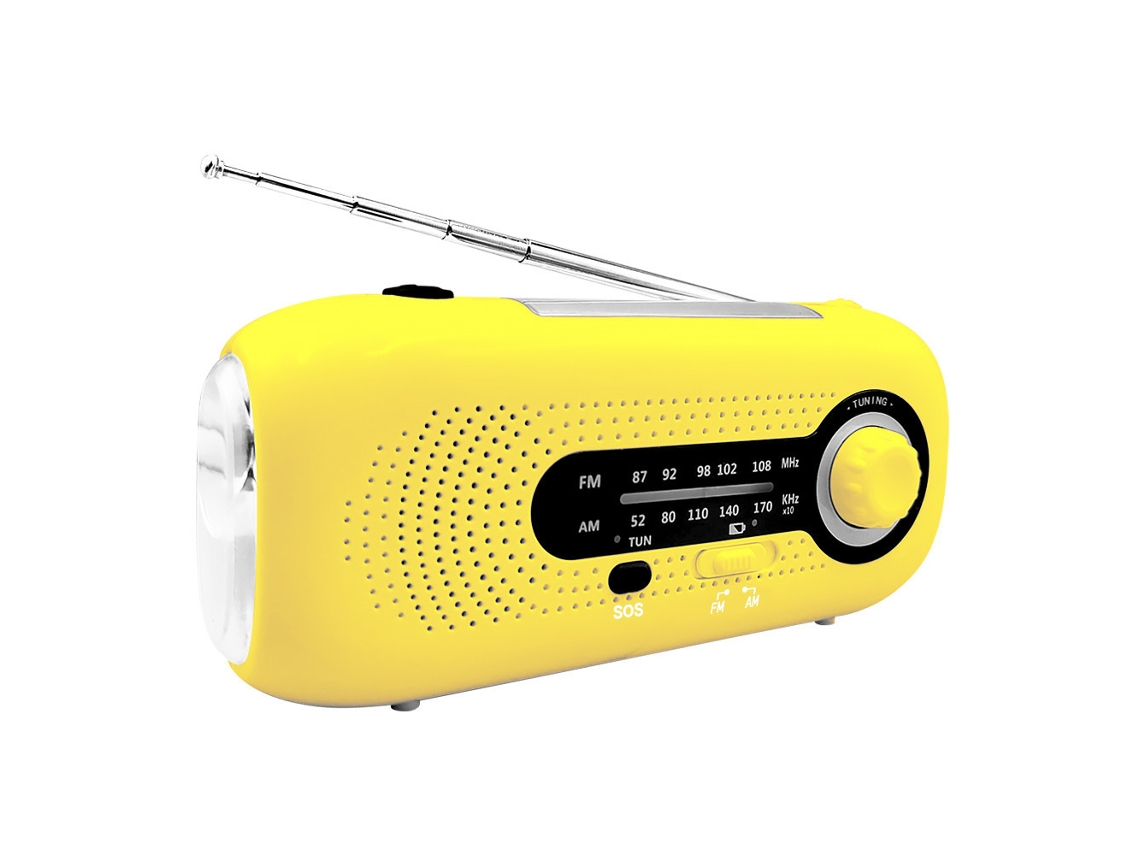 Rádio Meteorológico Manual de Emergência com Manivela Solar, Lanterna de 5 Leds, Zoom de 4 Velocidades e Conector Usb c AQUAFORGE