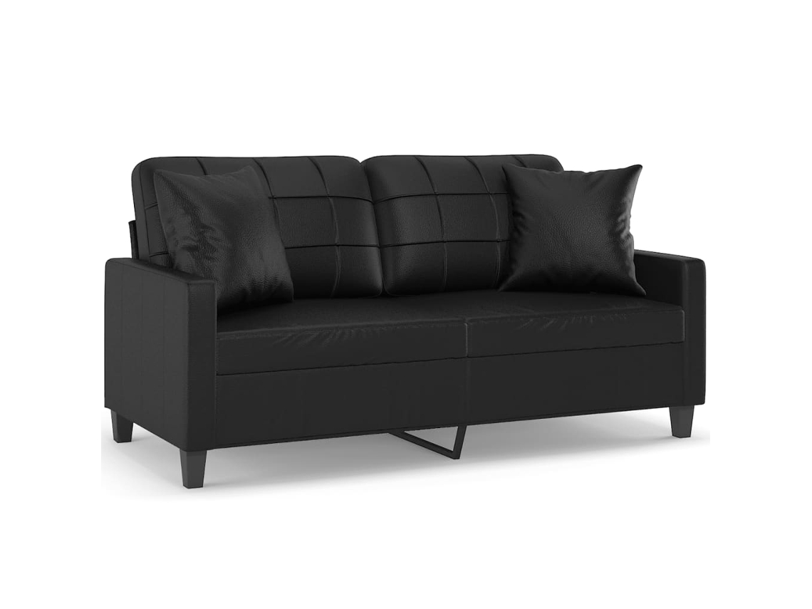 Maison Exclusive - Sofá 2 Lugares + Almofadas Decoração 140 Cm Couro Artif. Preto