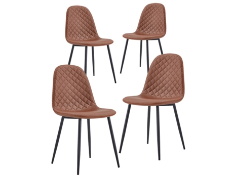 WEHOME Conjunto de 4 Cadeiras de Jantar Industriais Estofadas Marrons Bella