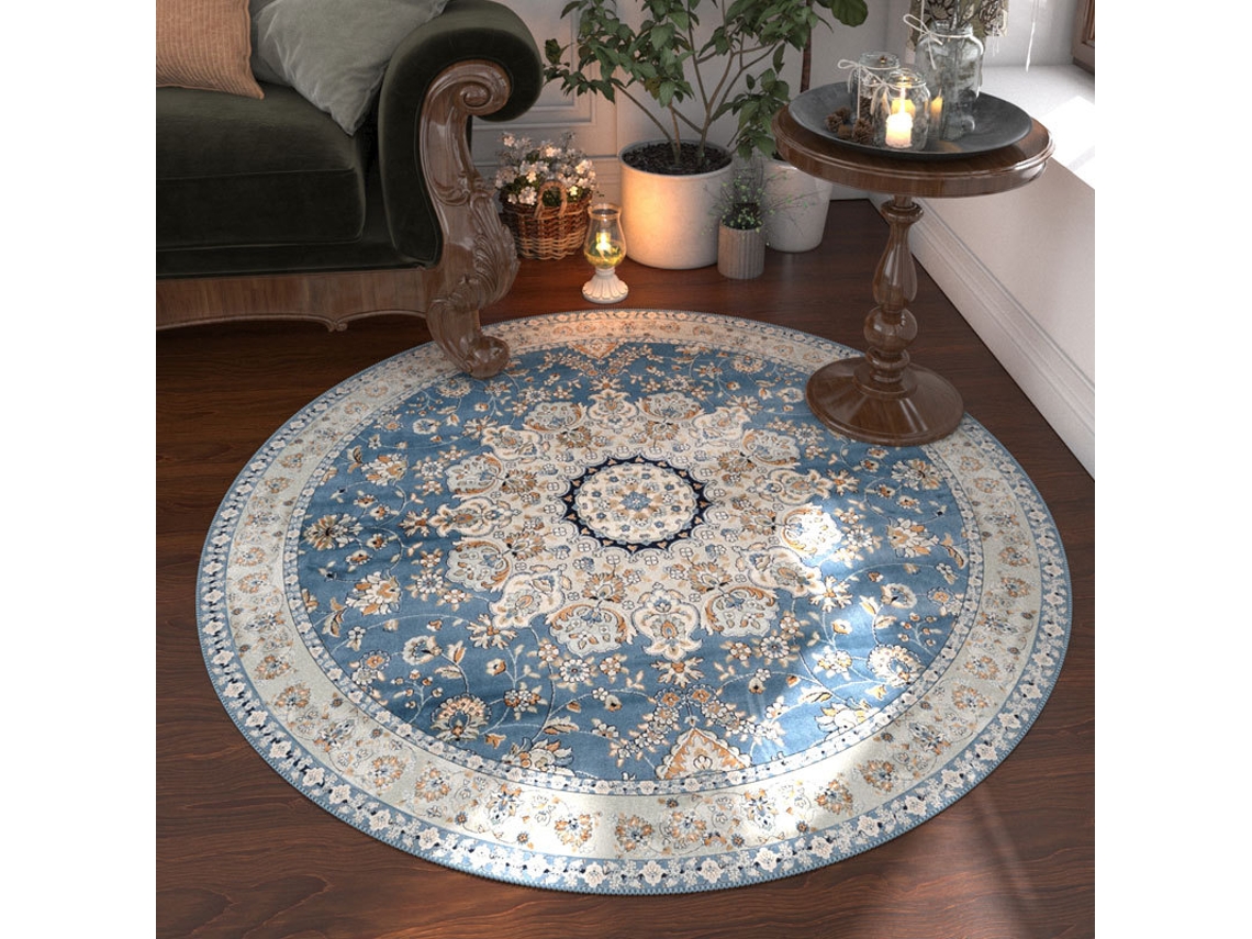 Tapete Redondo Boho De 140 Cm, Tapete Vintage Estilo Persa Para Quarto E Sala De Estar.