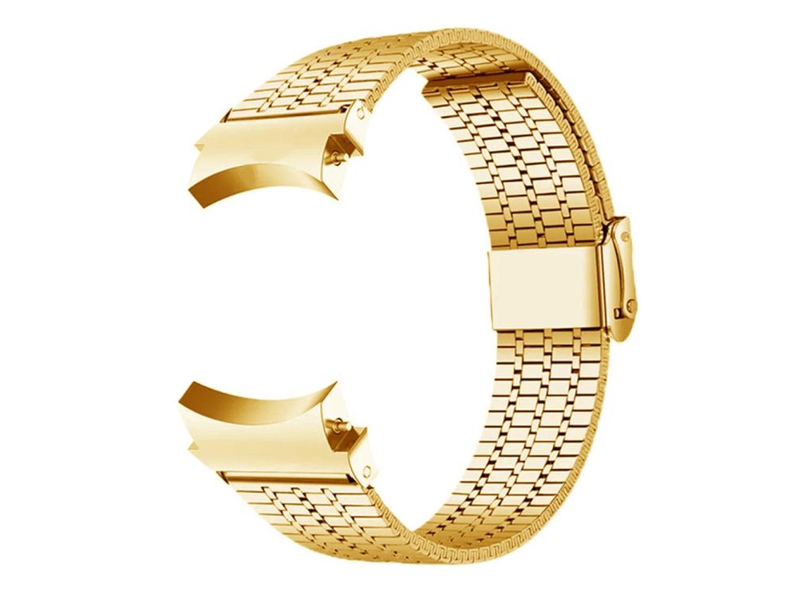Bracelete Para Samsung Galaxy Watch 7/6/5/4 - Aço Inoxidável - Fivela Sete Contas - Dourada